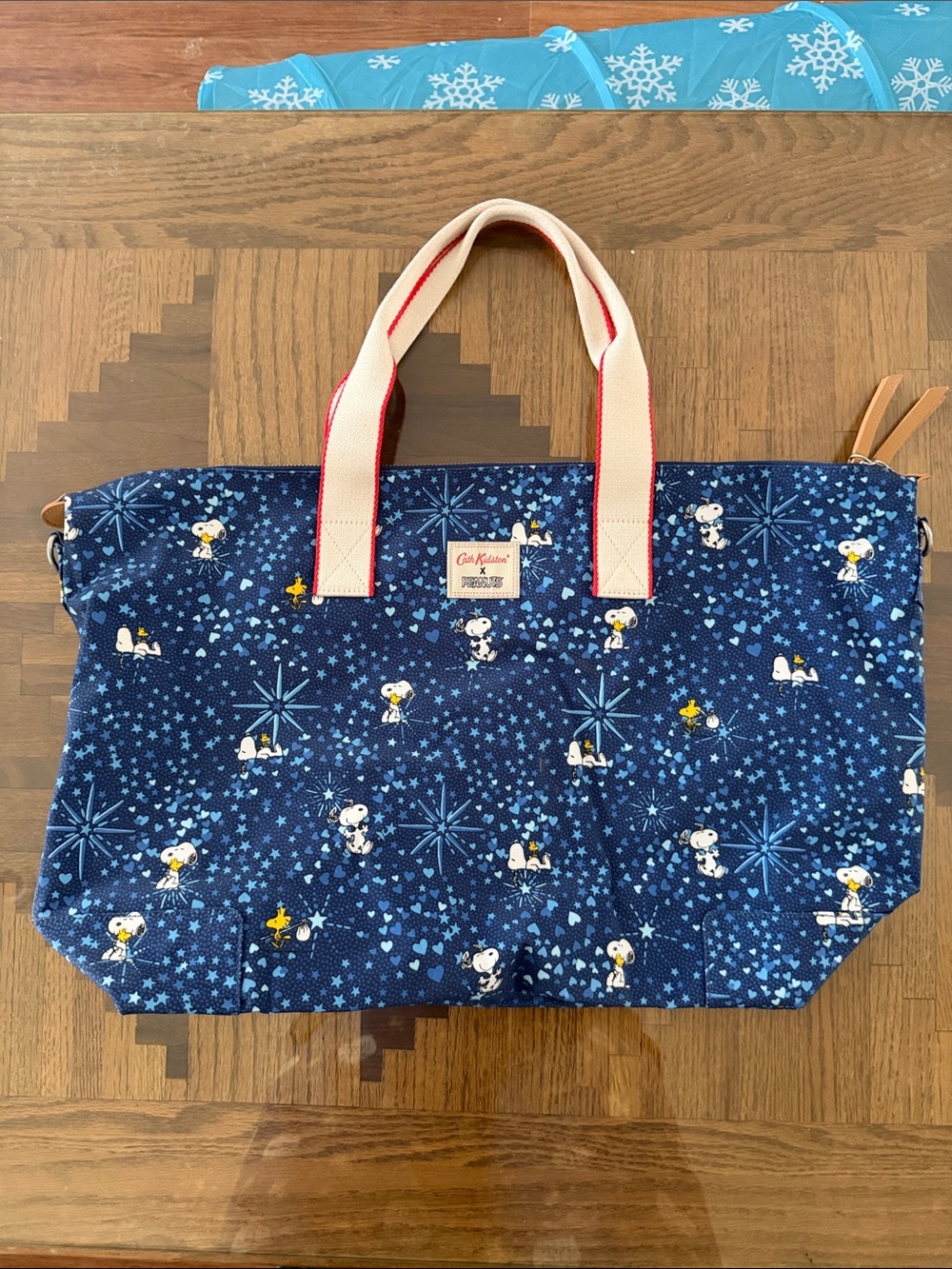 Cath Kidston x Peanuts Blue Snoopy & Woodstock Starry Travel Tote